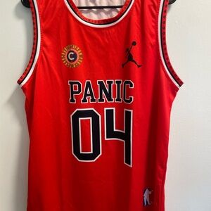 Red Basketball Jersey with Graphic Print